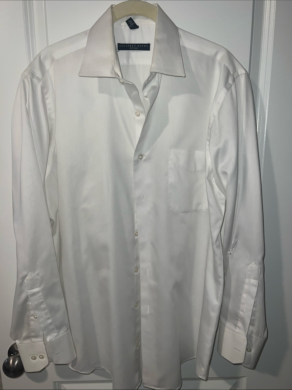 Geoffrey Beene Classic White Dress Shirt with Spread Collar